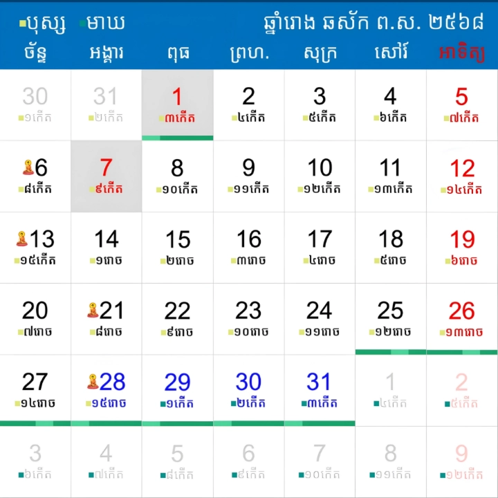 khmer calendar 2025 january